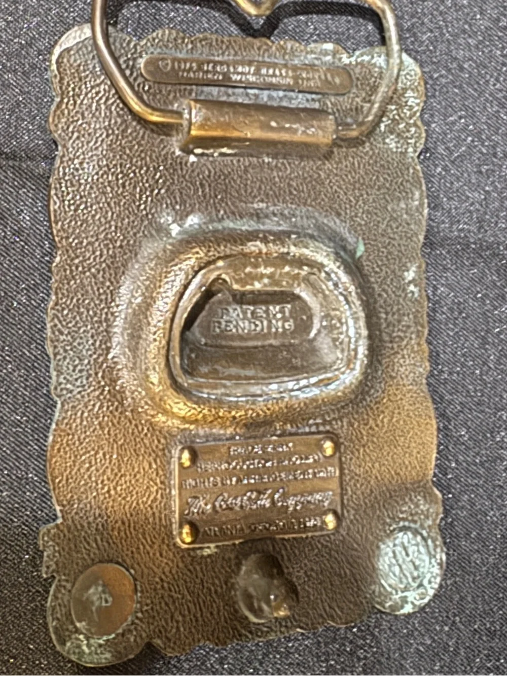 1975 Brass Coca-Cola 75 th anniversary belt buckle & bottle opener